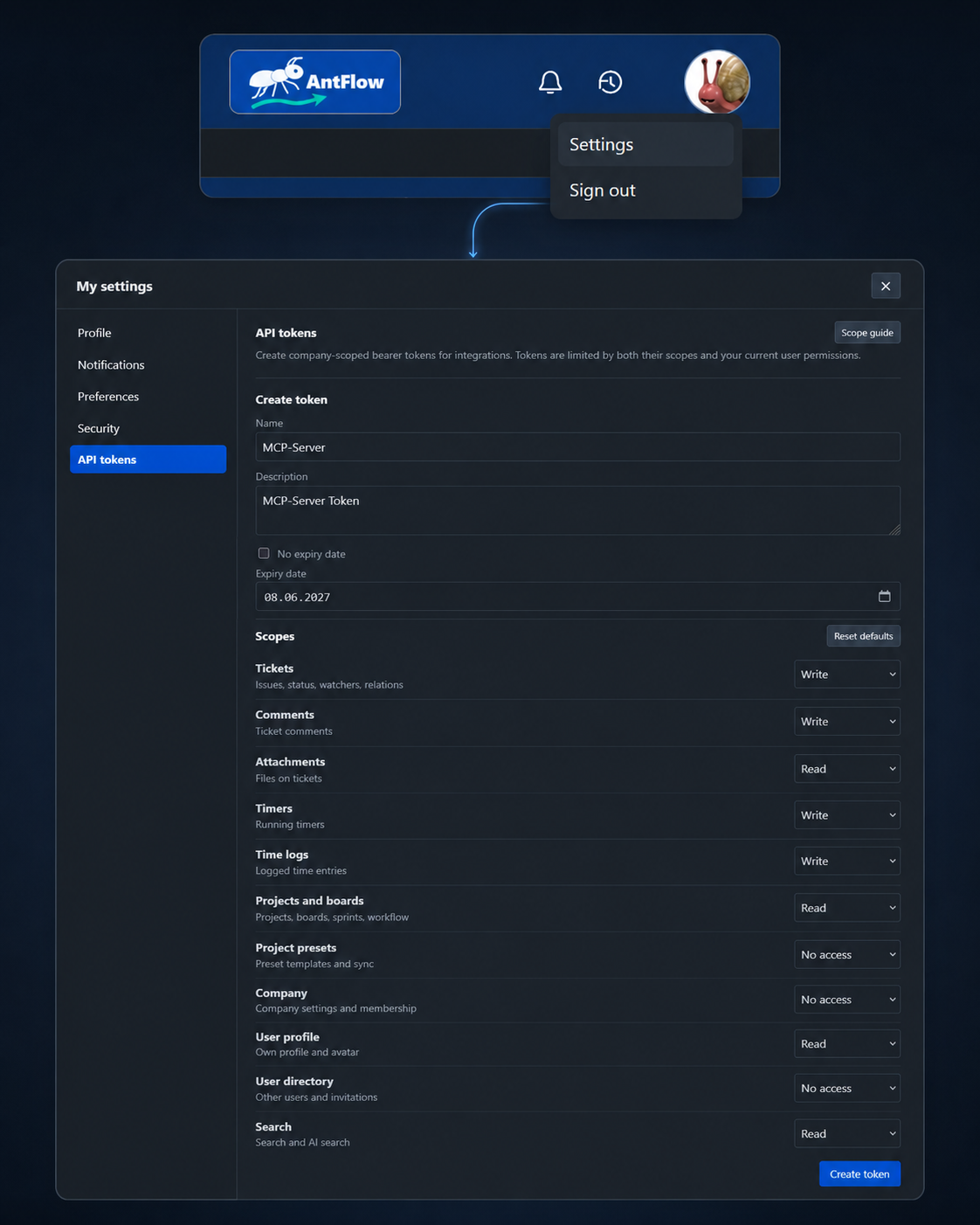 Create API-Token